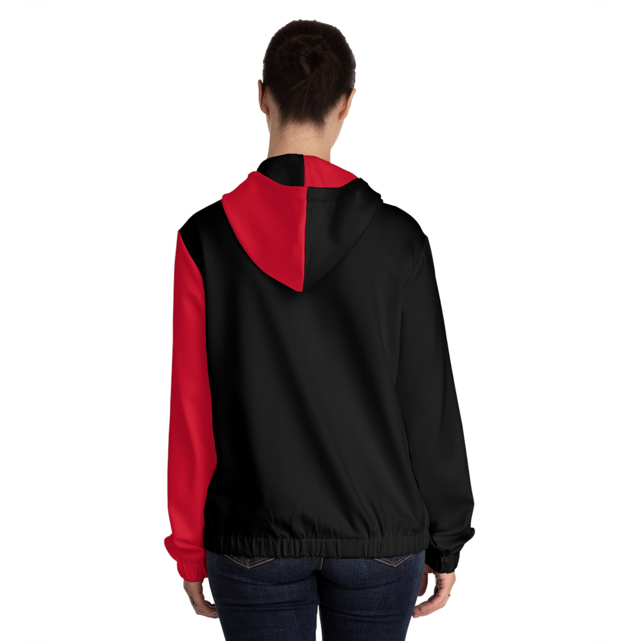 Kawaii Devil Full-Zip Hoodie, Red and Black Women's Sweatshirt