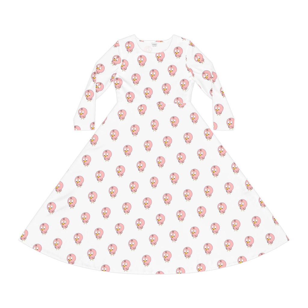 Kawaii Chicken Pattern Women's Long Sleeve Dress