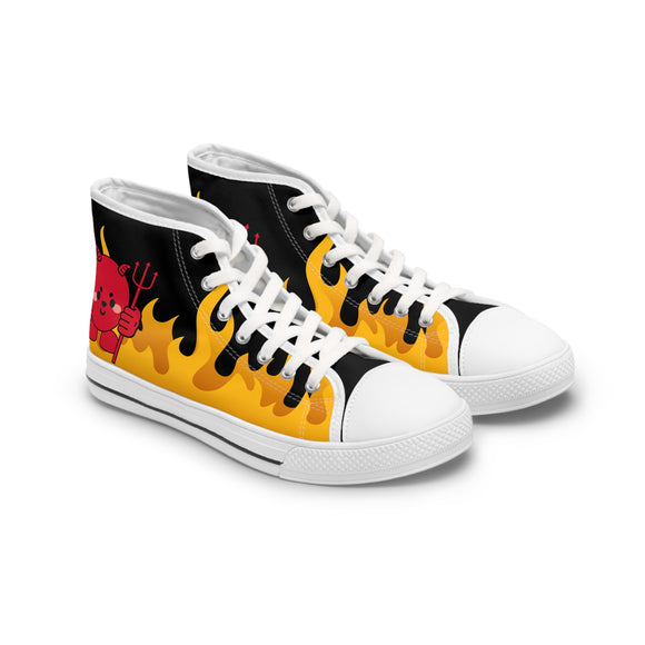 Devil Flame Women's High Top Sneakers - Red Gothic Shoes - Spiked Sneakers