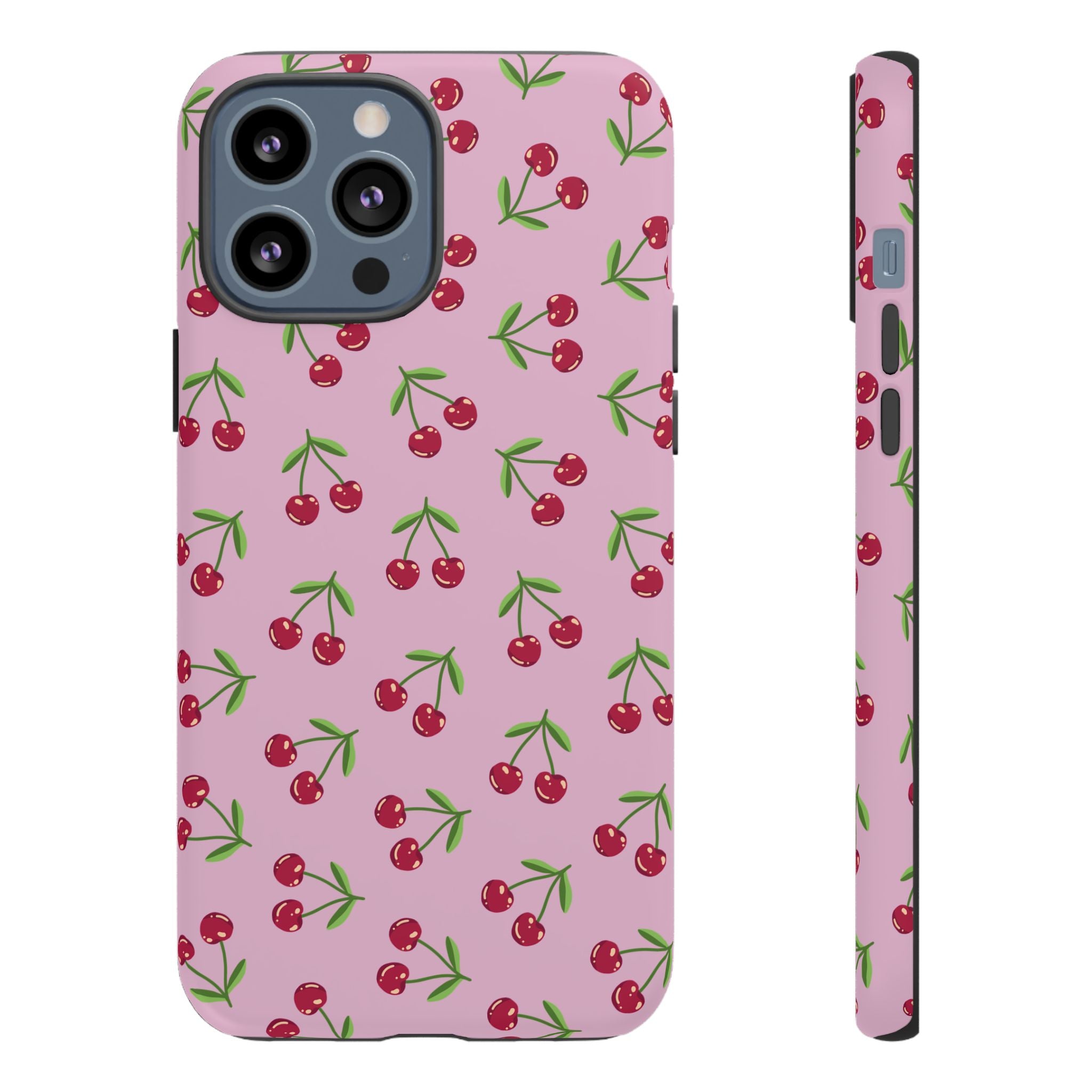iPhone Cherry Pattern Phone Cases, Floral Tough Cover, Protective Smartphone Shell, Hard Case Gift for Her, Pretty Device Accessories