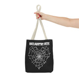 Gothic Spider Web Heart Tote Bag - Creepy Halloween Carryall, Black Widow Arachnid Shoulder Tote, Spooky Goth Shopping Bag, Punk Rock