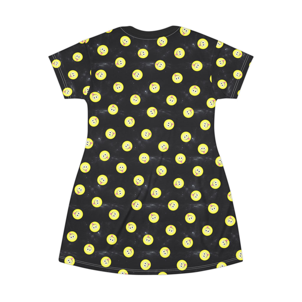 Yum Smiles T-Shirt Dress, Cute Food Graphic Dress, Foodie Gift, Funny Summer Outfit, Women's Clothing