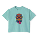 Sugar Skull Boxy Tee - Day of the Dead Women's Shirt