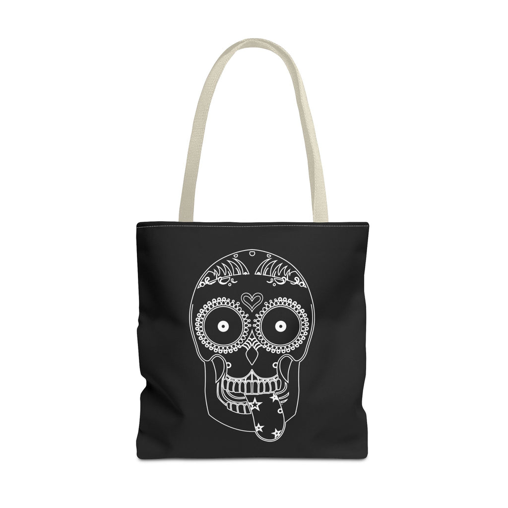 Gothic Skull Tote Bag, Halloween Bag, Spooky Shoulder Bag, Skull and Spider Grocery Tote, Gothic Handbag, Creepy Skull Purse