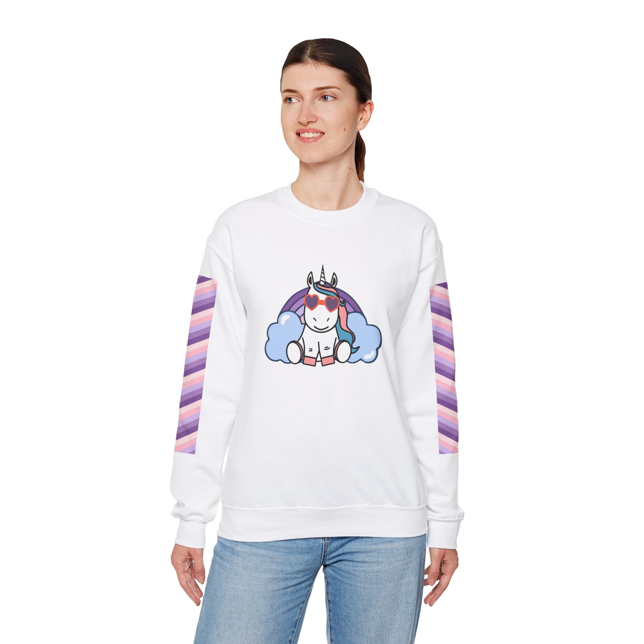 Unicorn with Rainbow Sweatshirt, Magical Crewneck Jumper for Adults, Colorful Sweater, Gift for Fantasy Lover, Festival Clothing, Cozy