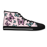 Light Pink Butterfly Pattern Women's High Top Sneakers