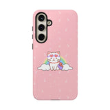 Kawaii Cat Rainbow Tough Cases, Cute Kitty Phone Cover, Protective Phone Case, Adorable Cat Lover Gift, Fun Rainbow Cat Phone Accessories