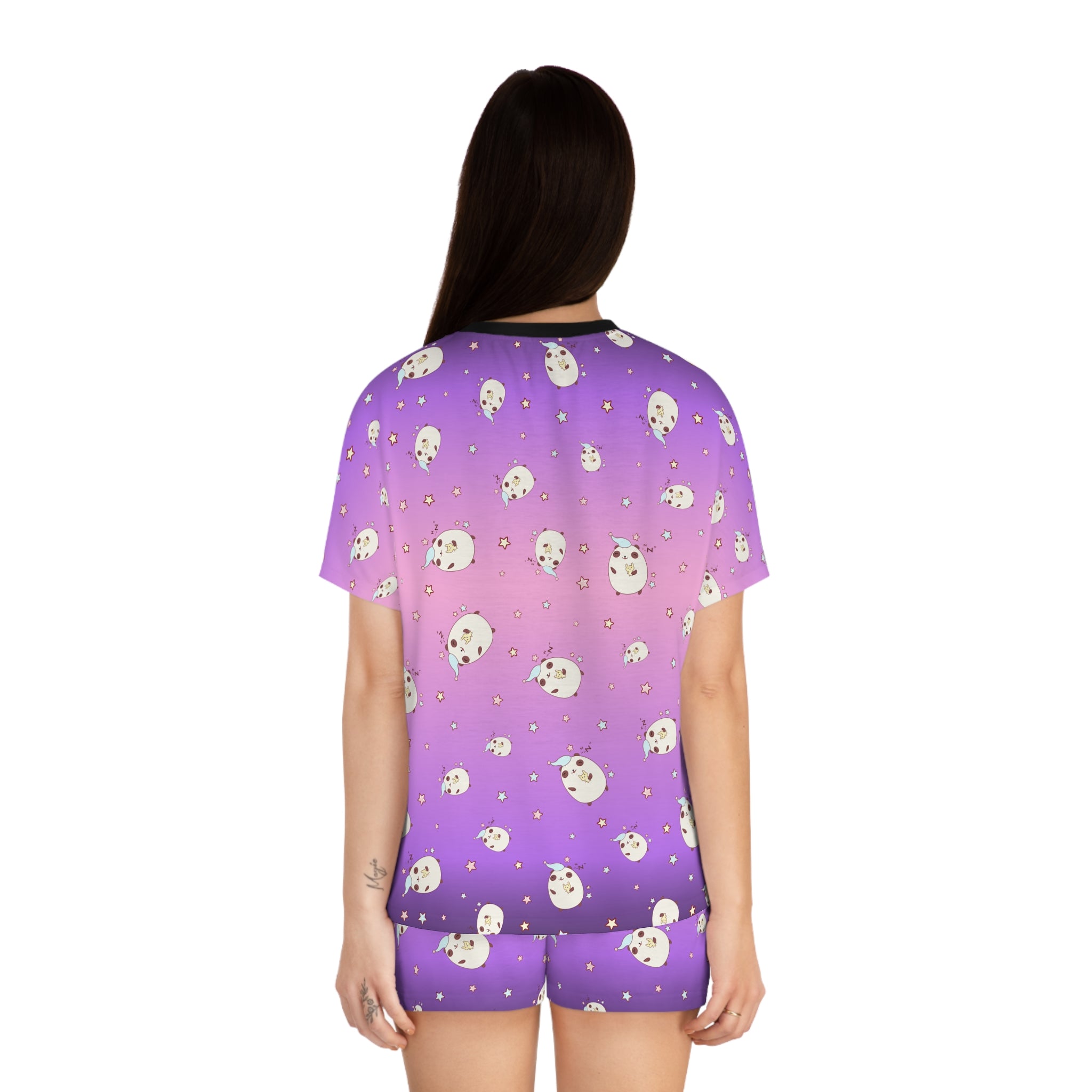 Pajama Set - Cute Panda Print Short PJ Set - Women's Sleepwear - Lounge Set