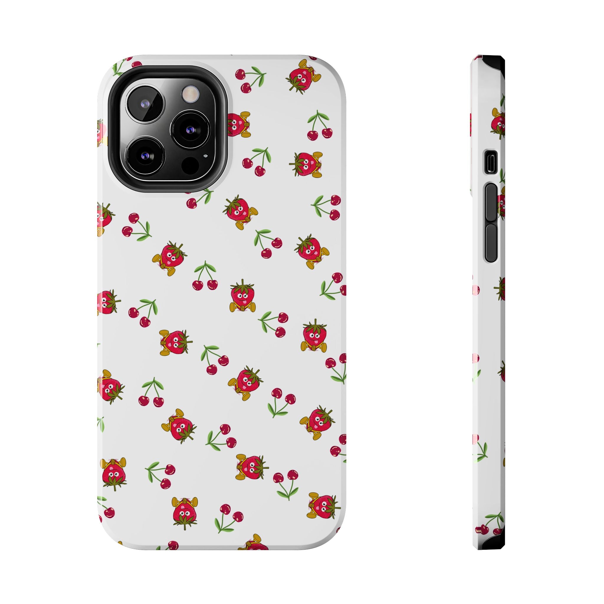 Fruit Patterned Phone Cases, Summer Fruits Phone Covers, Berry Print Tough Cases, Stylish Cell Phone Protectors, Red Fruits Phone