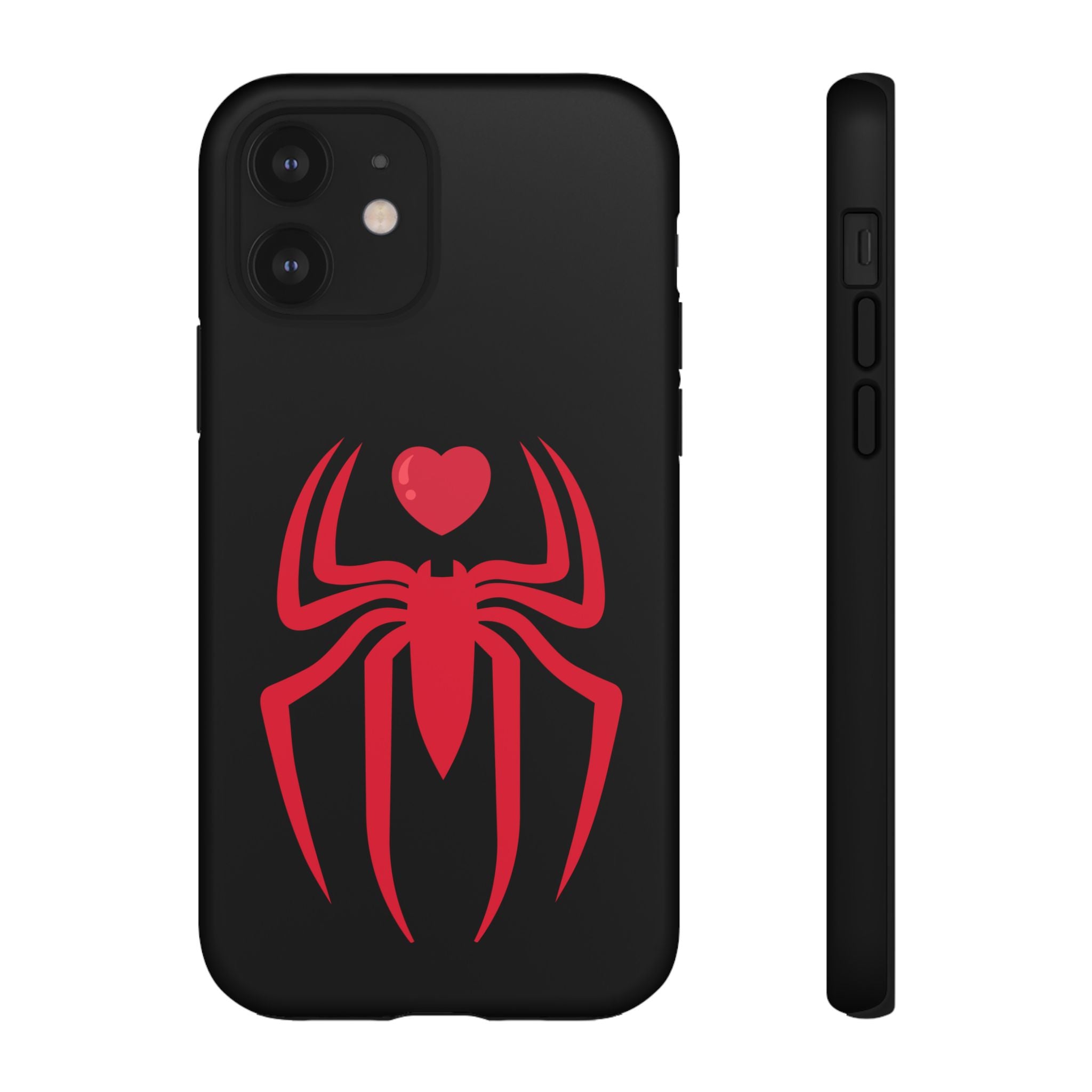 Red Spider Heart Tough iPhone Cases, Spiderweb iPhone Cover, Gothic Phone Accessories, Halloween Gift, Creepy Arachnid iPhone Protectors