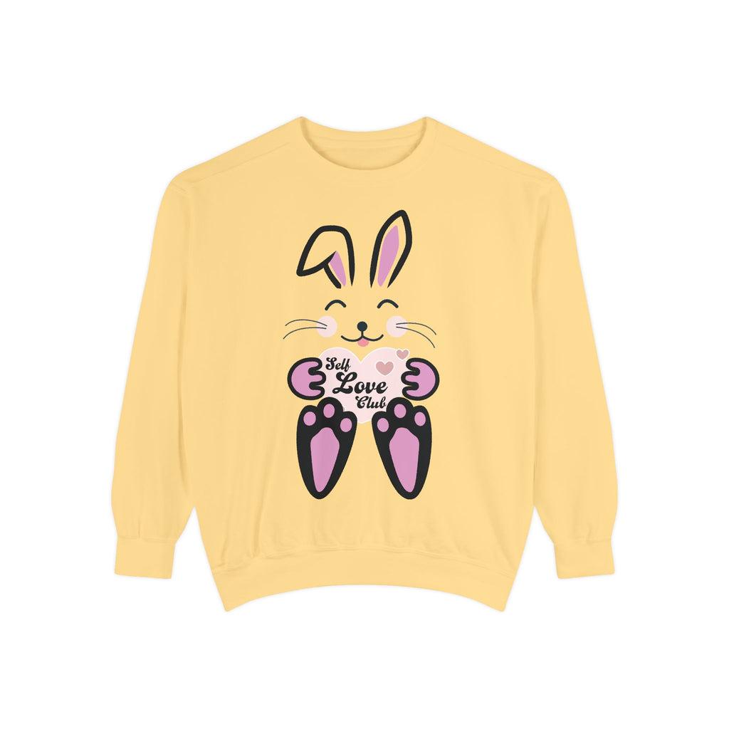 Kawaii Rabbit Face Unisex Sweatshirt, Self Love Club, Cute Jumper, Pastel Bunny Shirt, Cozy Pullover, Gift for Rabbit Lovers