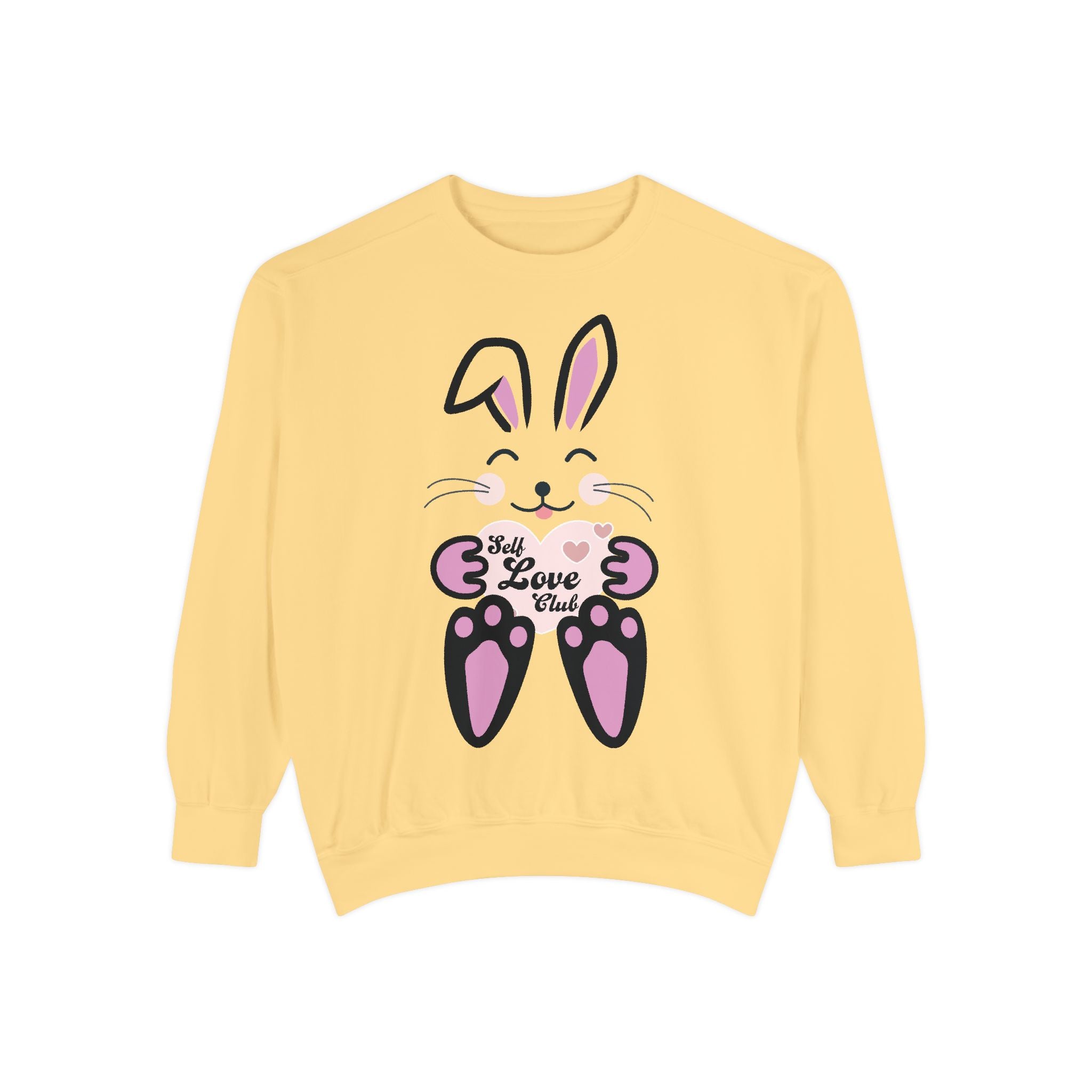 Kawaii Rabbit Face Unisex Sweatshirt, Self Love Club, Cute Jumper, Pastel Bunny Shirt, Cozy Pullover, Gift for Rabbit Lovers