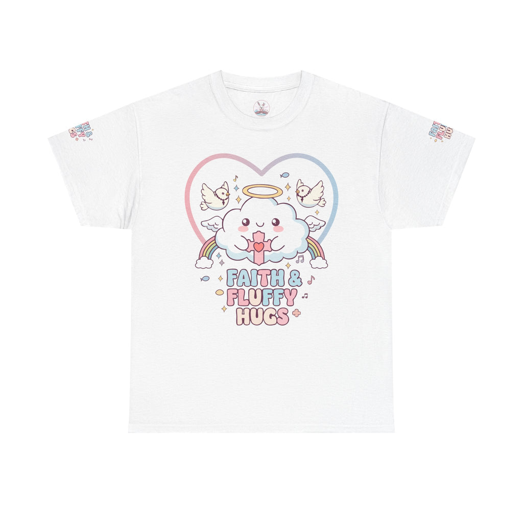 Kawaii Christian T-Shirt - Angel Cloud Rainbow Tee- Religious Graphic Top