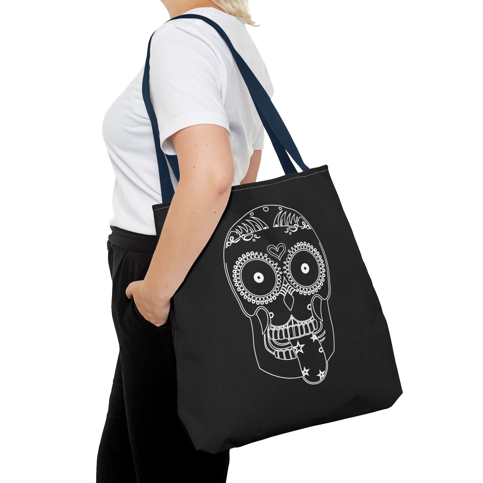 Gothic Skull Tote Bag, Halloween Bag, Spooky Shoulder Bag, Skull and Spider Grocery Tote, Gothic Handbag, Creepy Skull Purse