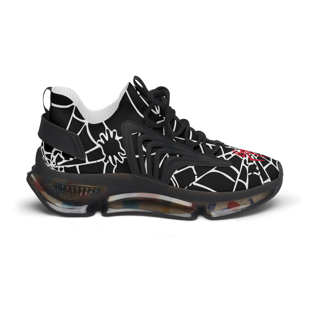 Red and white spiders on a spider's web Mesh Sneakers - Spider Web Women's Sneakers