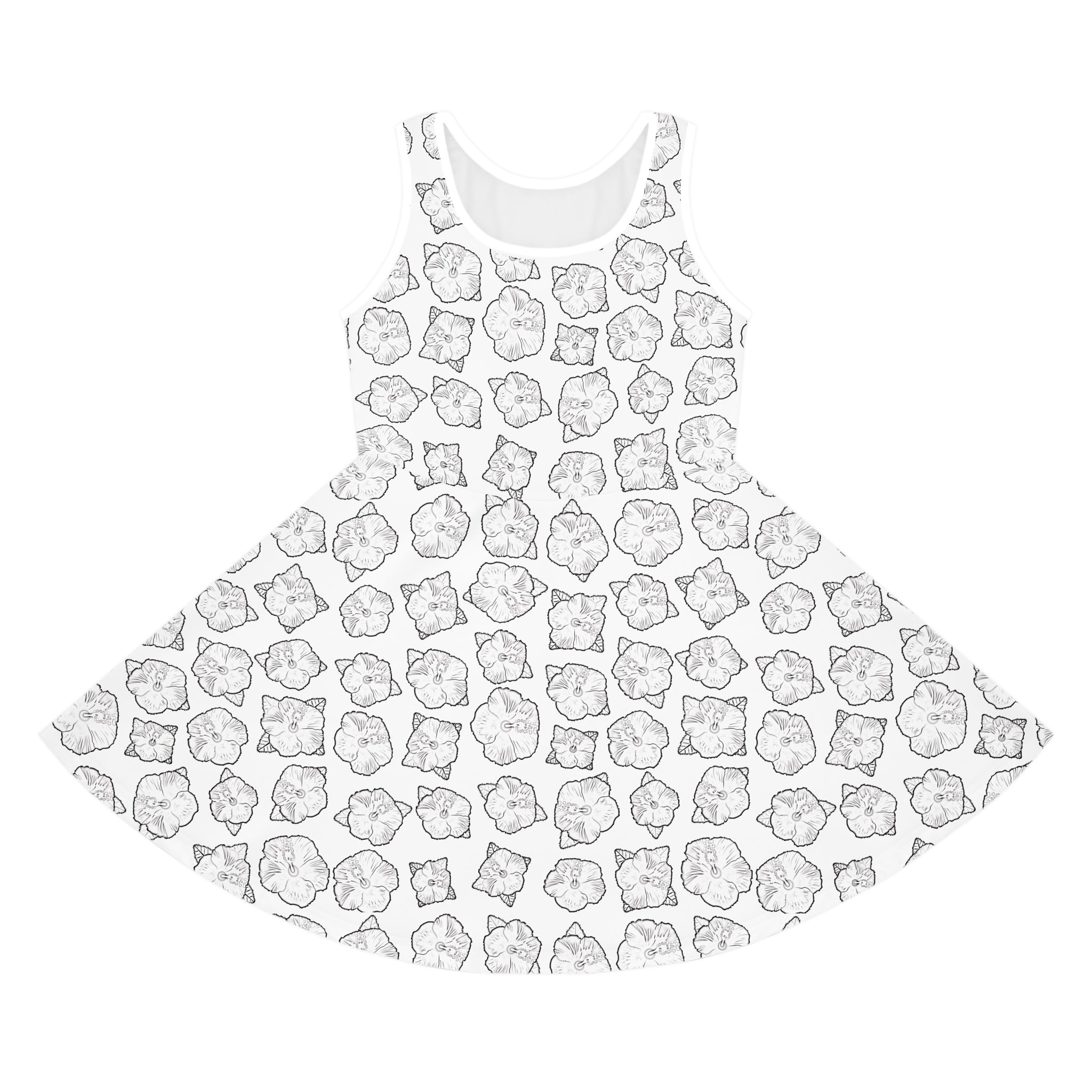 Poppy Pattern Sundress, Floral Girls Summer Dress, Sleeveless Kids Clothing, Children's Casual Wear, Flower Print Beach Dress