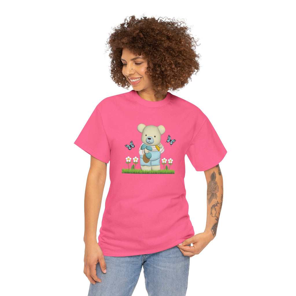 Garden Bear with Butterflies T-Shirt, Cute Bear Shirt, Nature Lover Tee, Botanical Garden Top, Wildlife Animal Unisex Tee