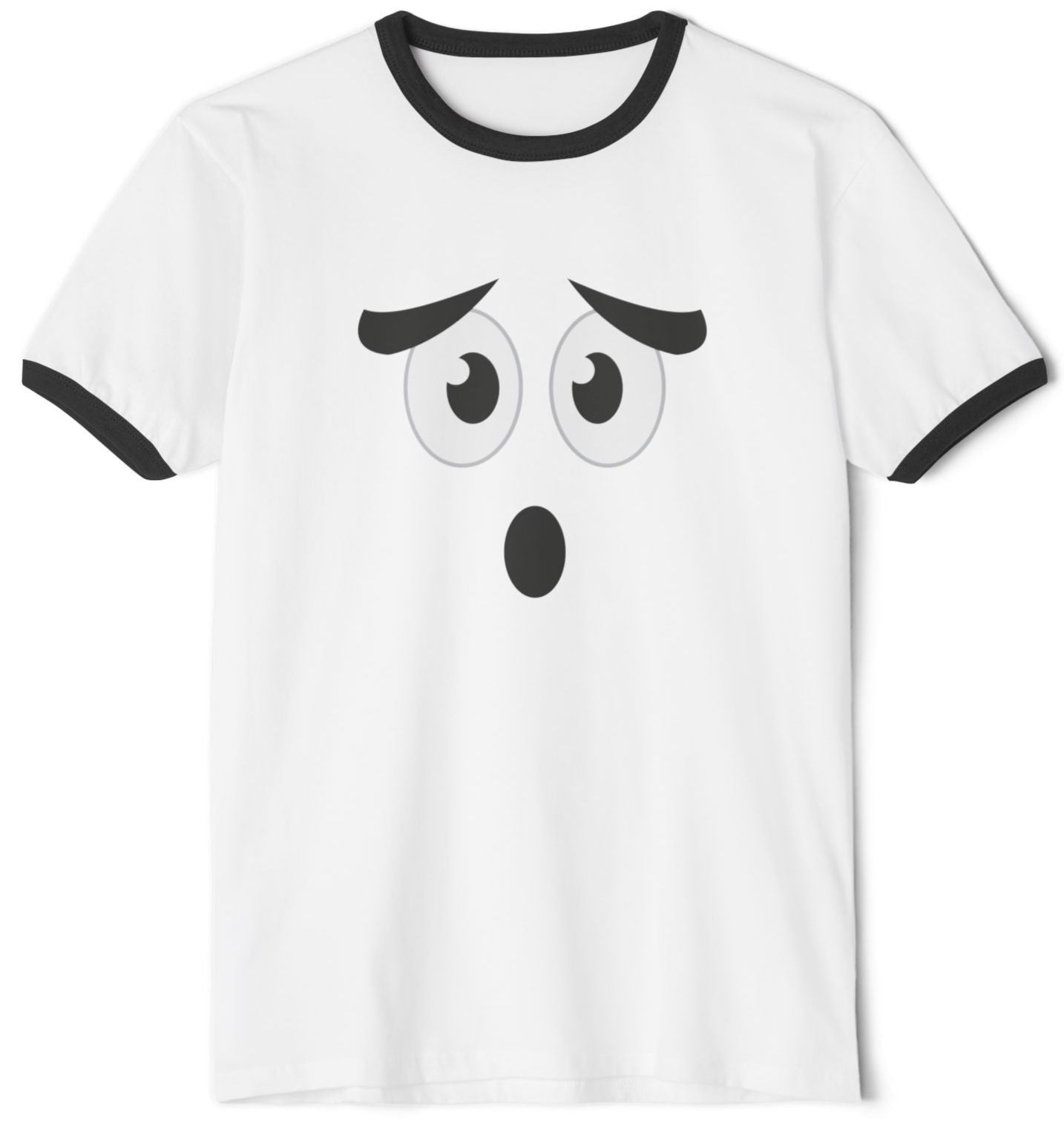 Impressed Face Ringer T-Shirt, Unisex Tee, Funny Graphic Shirt, Vintage Style Top, Cotton Tshirt