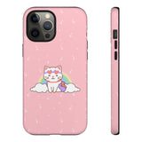 Kawaii Cat Rainbow Tough Cases, Cute Kitty Phone Cover, Protective Phone Case, Adorable Cat Lover Gift, Fun Rainbow Cat Phone Accessories