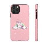 Kawaii Cat Rainbow Tough Cases, Cute Kitty Phone Cover, Protective Phone Case, Adorable Cat Lover Gift, Fun Rainbow Cat Phone Accessories