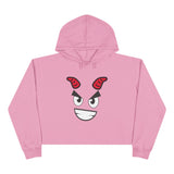 Demon Face Crop Hoodie - Gothic Devil Graphic Pullover Sweatshirt