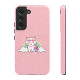 Kawaii Cat Rainbow Tough Cases, Cute Kitty Phone Cover, Protective Phone Case, Adorable Cat Lover Gift, Fun Rainbow Cat Phone Accessories