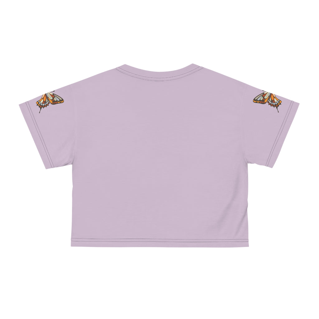 Butterfly Crop Tee, Women's Graphic Shirt, Nature Lover Top, Summer Fashion, Short Sleeve Blouse