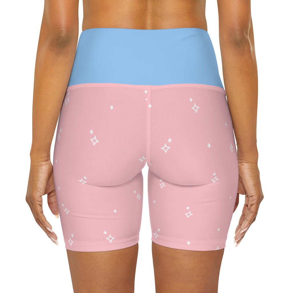 Kawaii Dogs Rainbow Yoga Shorts, Cute Animal Print Workout Bottoms, Fun High Waist Exercise Pants, Colorful Athletic Wear, Dog Lover Gifts