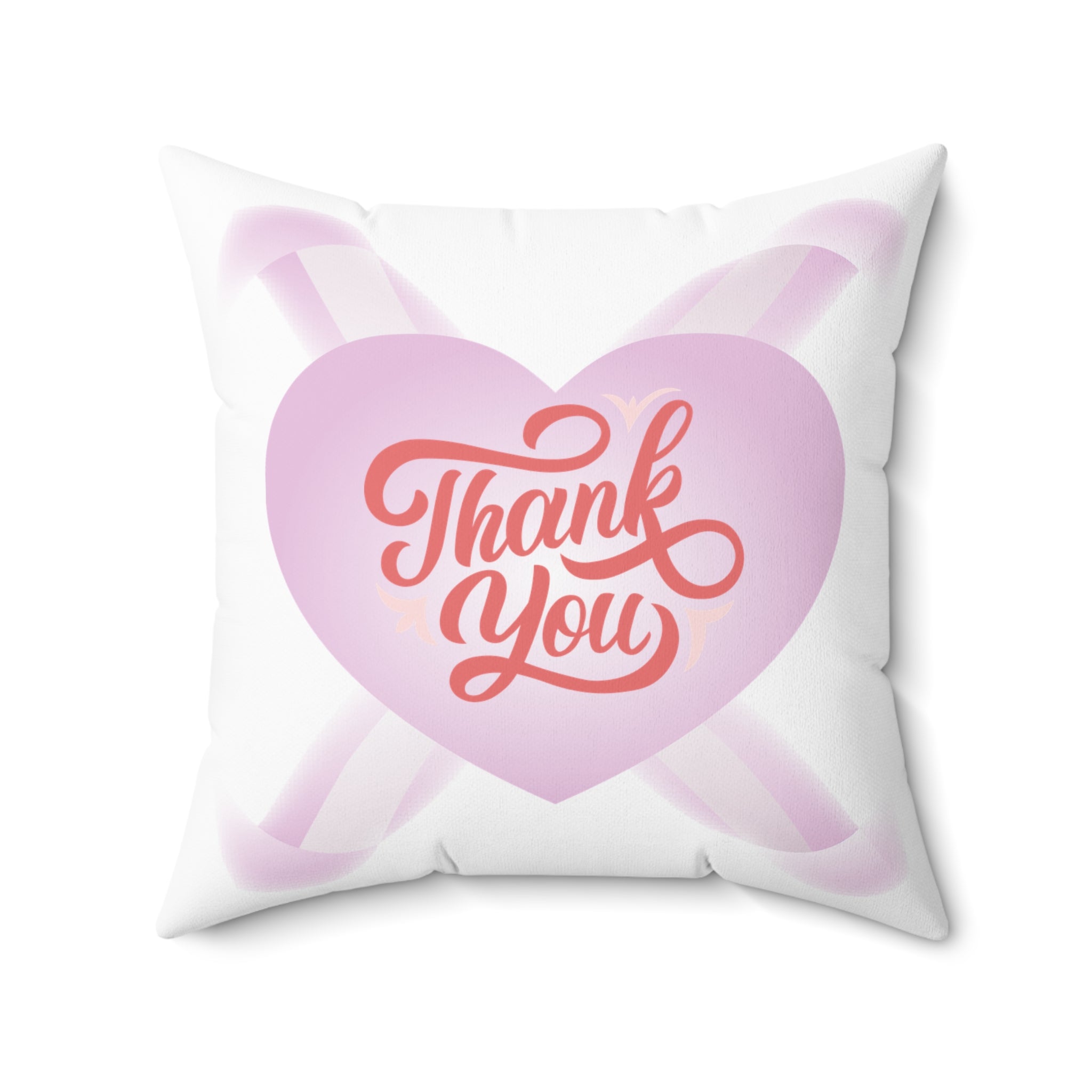 Thank You Heart Banner Spun Polyester Square Pillow