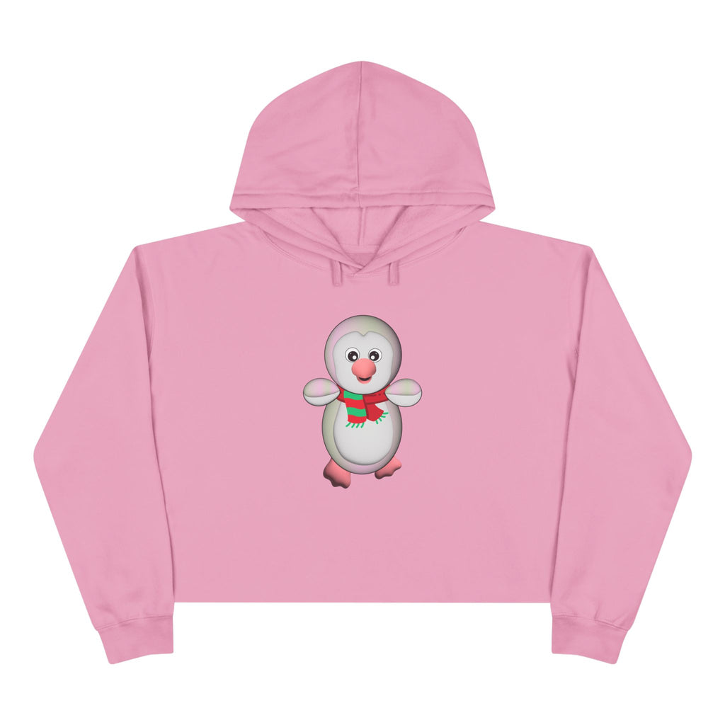 Kawaii Penguin Crop Hoodie, Cute Animal Lover Gift, Cozy Winter Top, Japanese Style Sweatshirt, Adorable Graphic Jumper