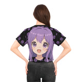 Anime Blossom Crop Tee - Kawaii Japanese Floral Graphic Top