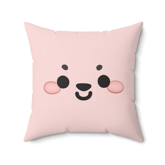 Kawaii Face Pillow, Cute Pillow, Decorative Pillow, Square Pillow, Home Decor, Spun Polyester Pillow