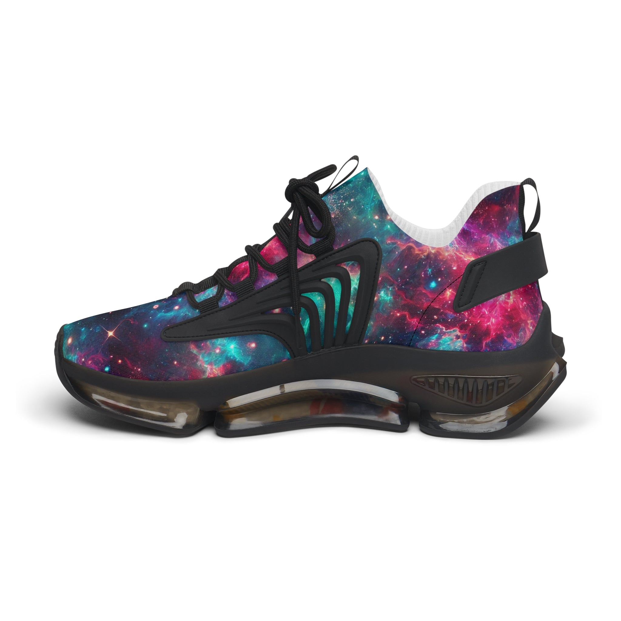 Neon Space Sneakers, Women's Shoes, Galaxy Print Running Shoes, Outer Space Sneaker Gift, Cosmic Athletic Footwear
