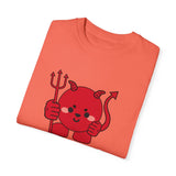Kawaii Devil Shirt, Cute Demon Garment-Dyed T-shirt, Pastel Grunge Top, Harajuku Inspired Clothing