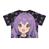 Anime Blossom Crop Tee - Kawaii Japanese Floral Graphic Top