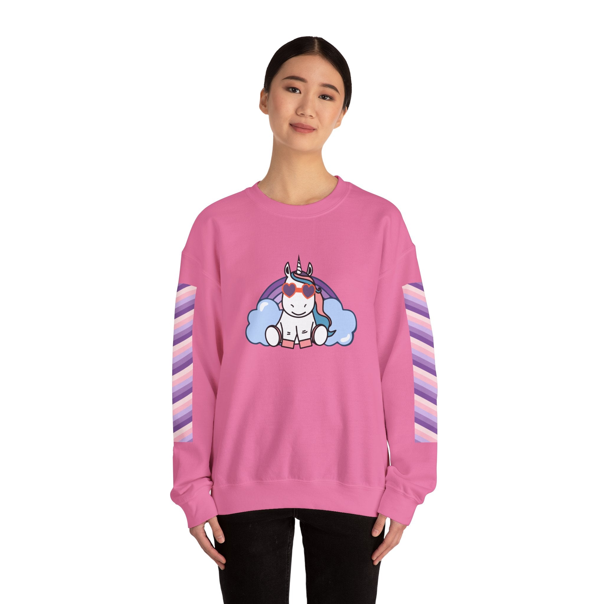 Unicorn with Rainbow Sweatshirt, Magical Crewneck Jumper for Adults, Colorful Sweater, Gift for Fantasy Lover, Festival Clothing, Cozy