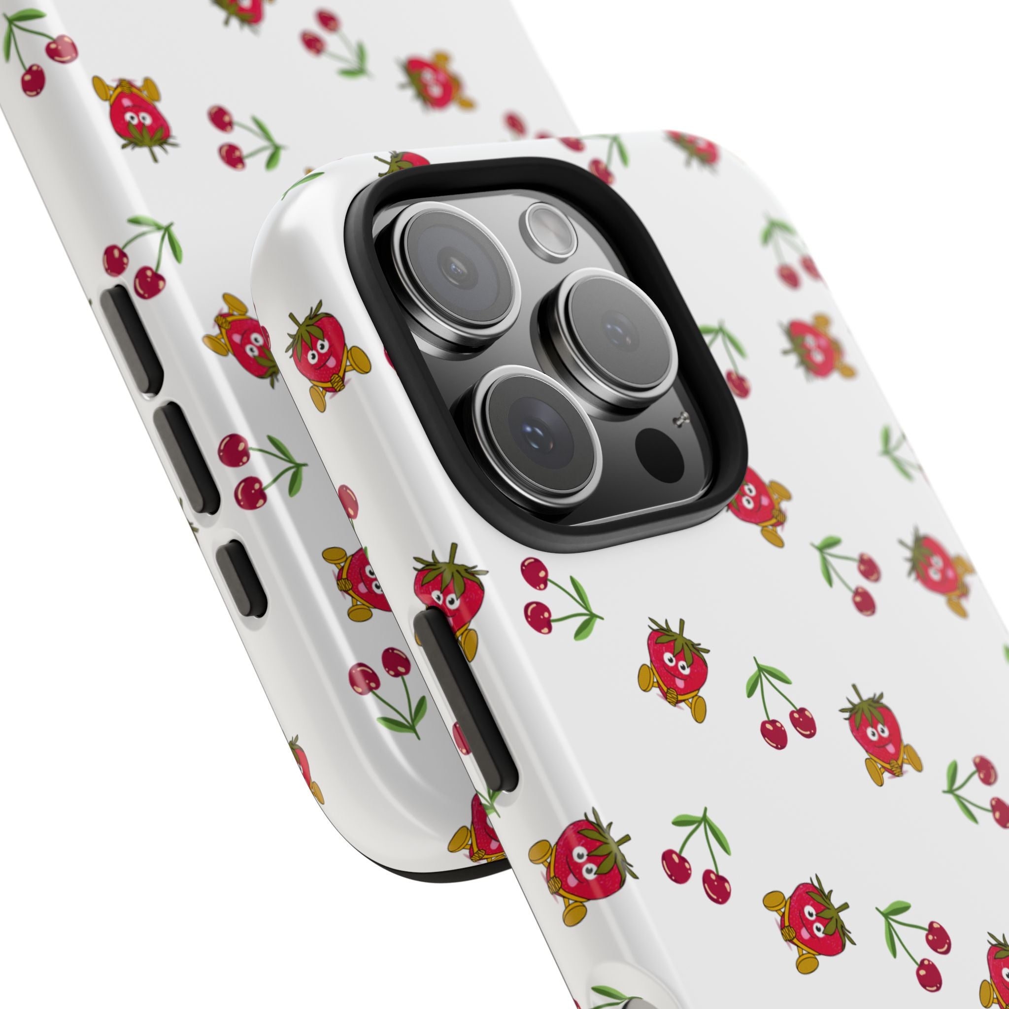 Fruit Patterned Phone Cases, Summer Fruits Phone Covers, Berry Print Tough Cases, Stylish Cell Phone Protectors, Red Fruits Phone
