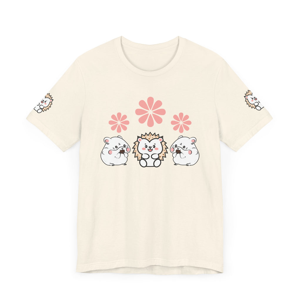 Cute Animal Tee - Hedgehog & Hamster Shirt - Happy Critter Top