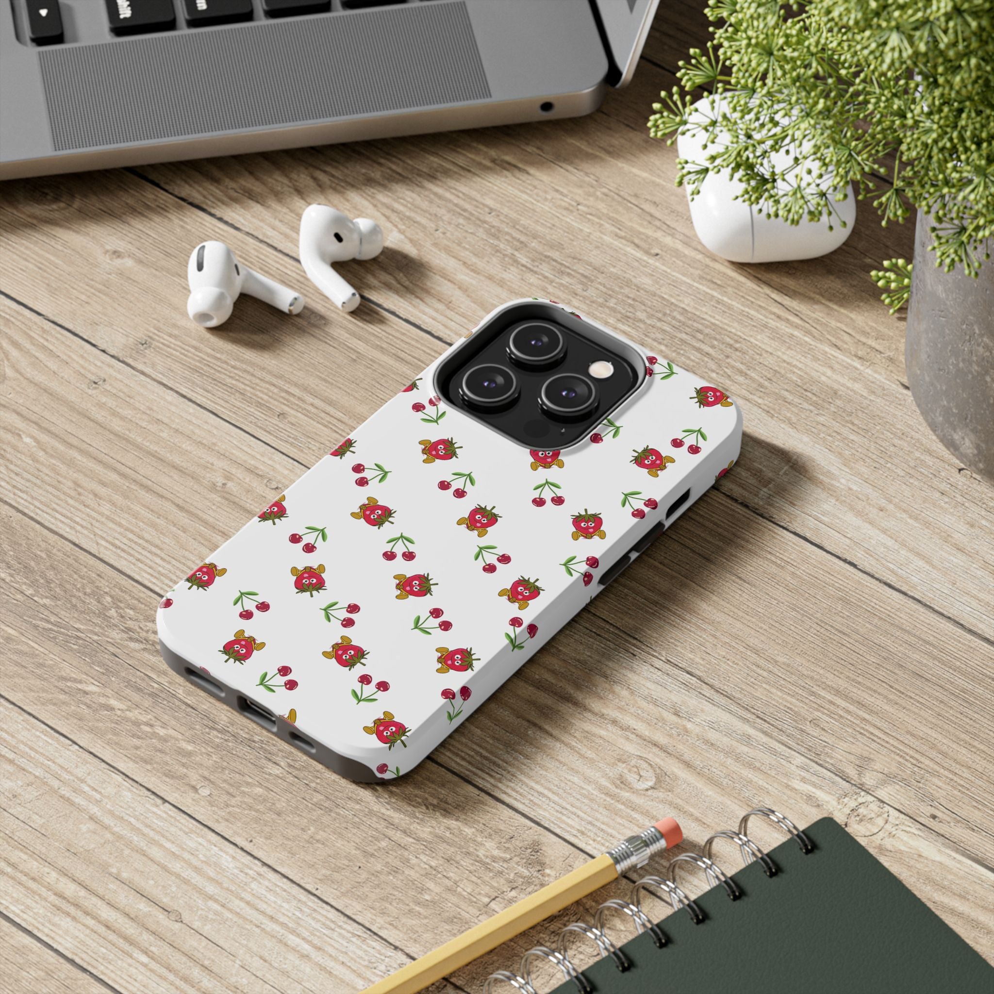 Fruit Patterned Phone Cases, Summer Fruits Phone Covers, Berry Print Tough Cases, Stylish Cell Phone Protectors, Red Fruits Phone