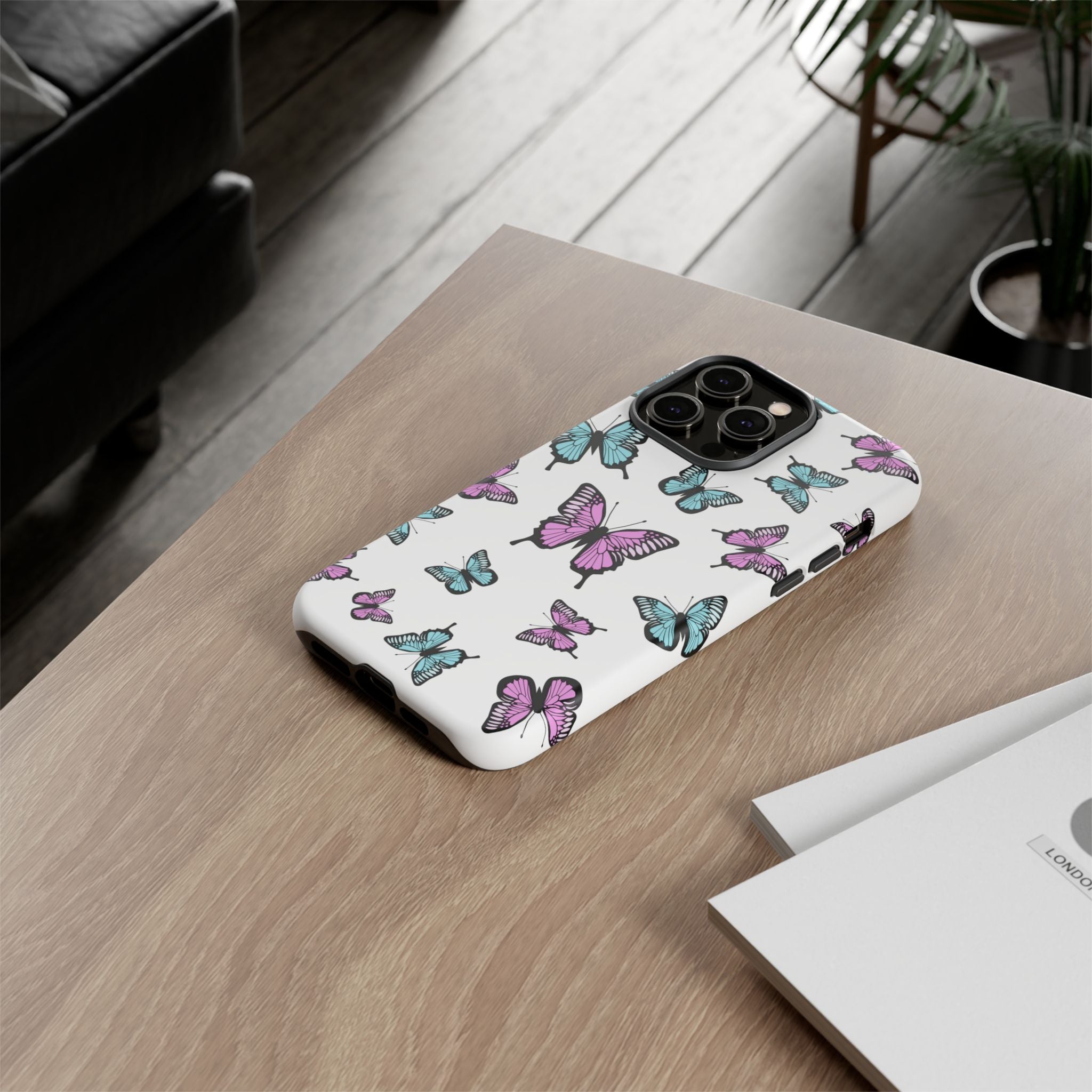 Butterfly Pattern White Background Phone Cases, Protective Cover, Strong Cases, Impact Resistant, Floral Design, Unique Gifts