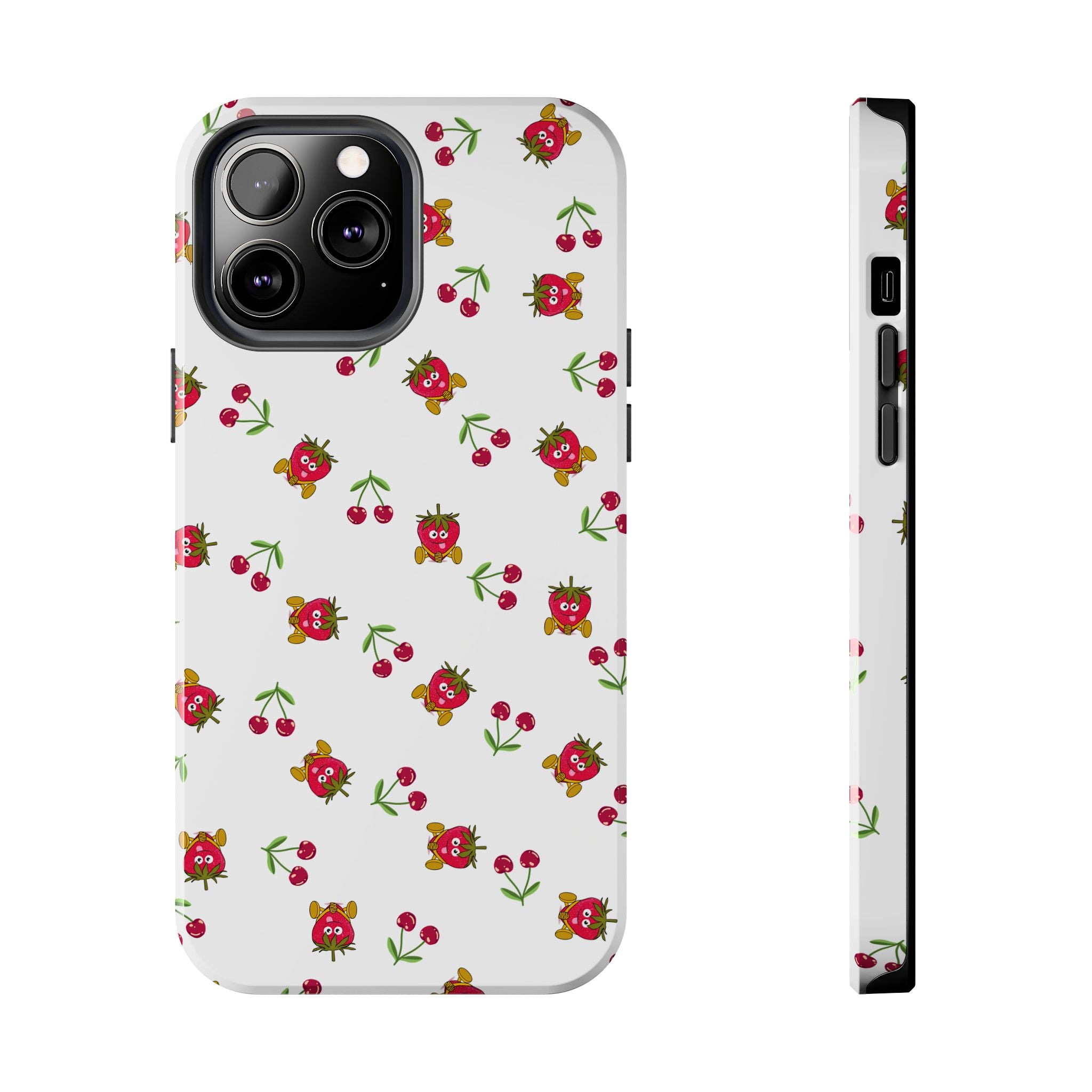 Fruit Patterned Phone Cases, Summer Fruits Phone Covers, Berry Print Tough Cases, Stylish Cell Phone Protectors, Red Fruits Phone