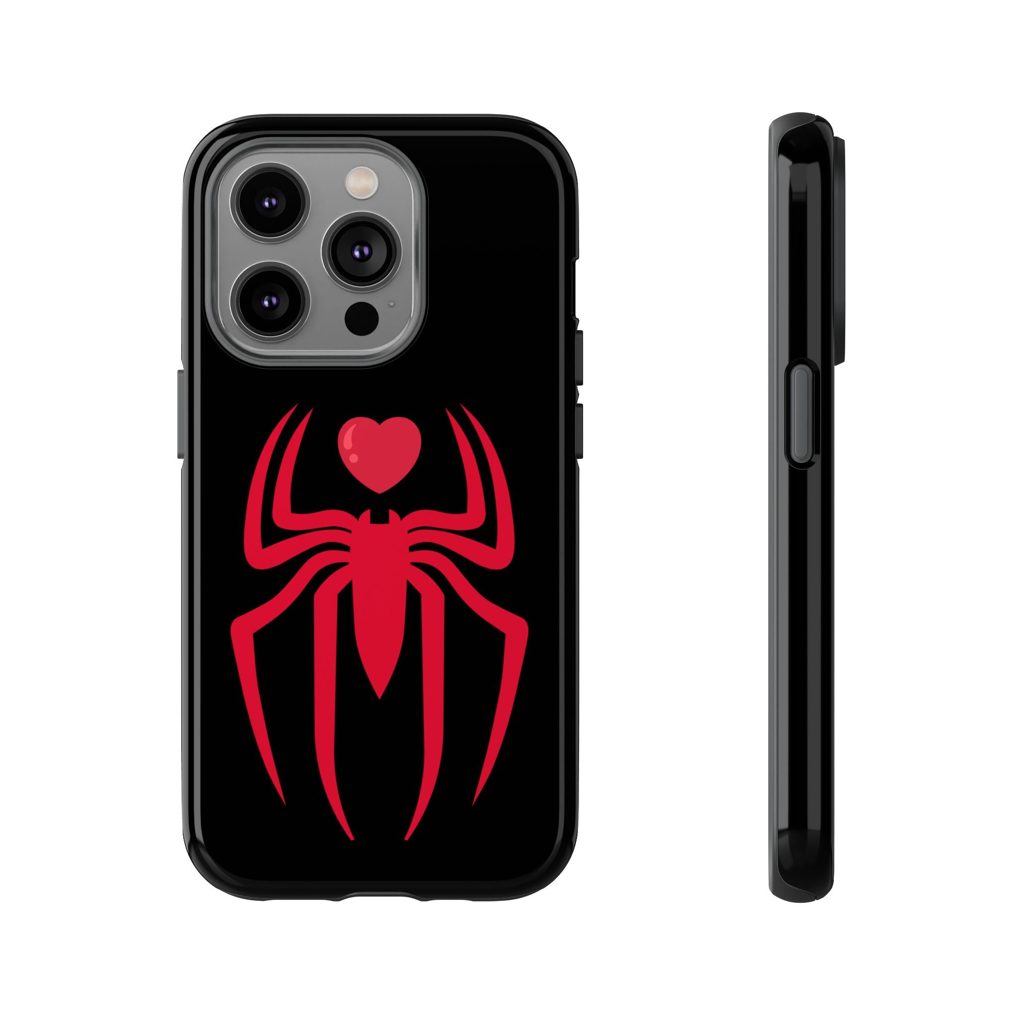 Red Spider Heart Tough iPhone Cases, Spiderweb iPhone Cover, Gothic Phone Accessories, Halloween Gift, Creepy Arachnid iPhone Protectors
