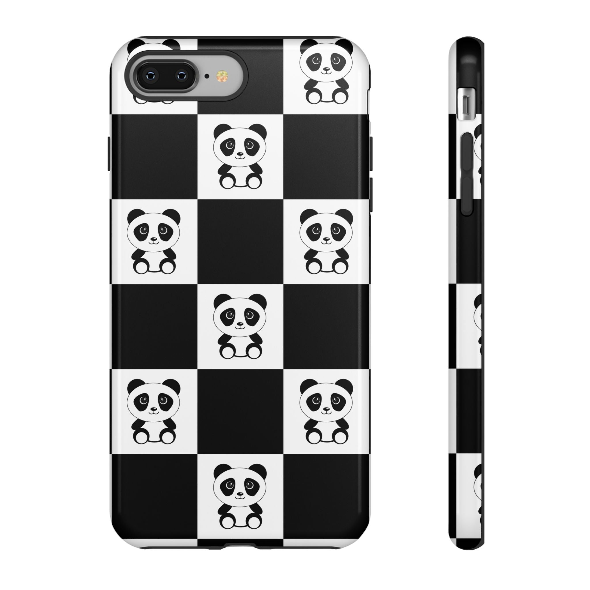 Panda Chessboard Tough Cases, Cute Panda Phone Covers, Chess Pattern iPhone Case, Board Games Phone Accessories, Animal Lover Tech