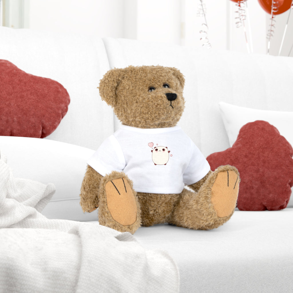 Cute Plush Toy with T-Shirt, Valentine's Day Gift - Stuffed Animal, Kid's Toy, Baby Shower, Nursery Decor, Gift for Her, Cuddly Toy