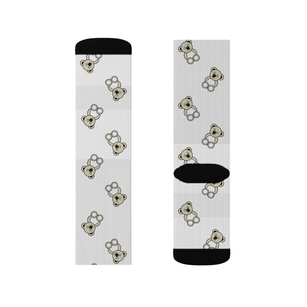 Cute Bears Sublimation Socks, White Bear Pattern Socks, Animal Lover Gift, Cozy Winter Socks, Unique Novelty Socks, Fun Sock Apparel
