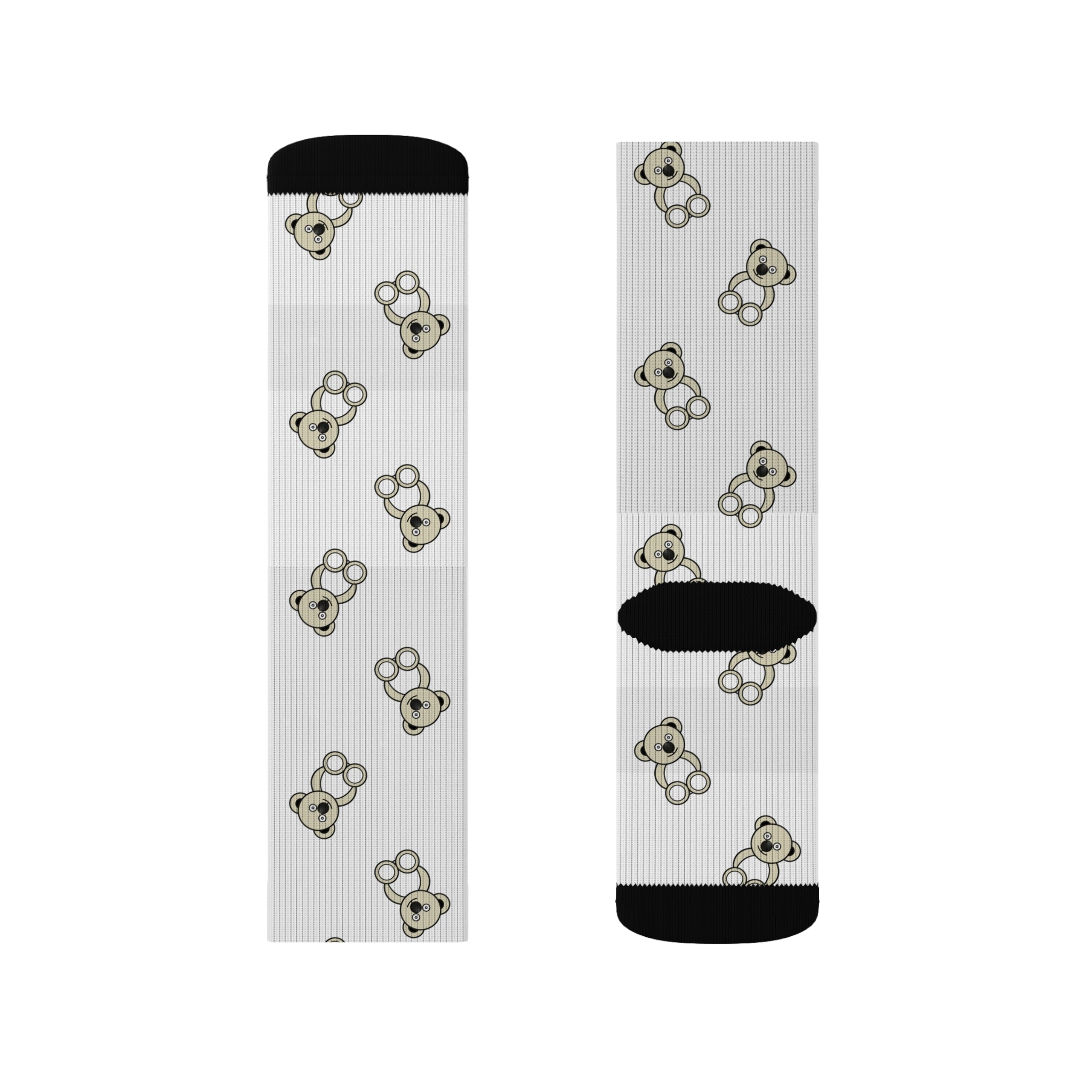 Cute Bears Sublimation Socks, White Bear Pattern Socks, Animal Lover Gift, Cozy Winter Socks, Unique Novelty Socks, Fun Sock Apparel