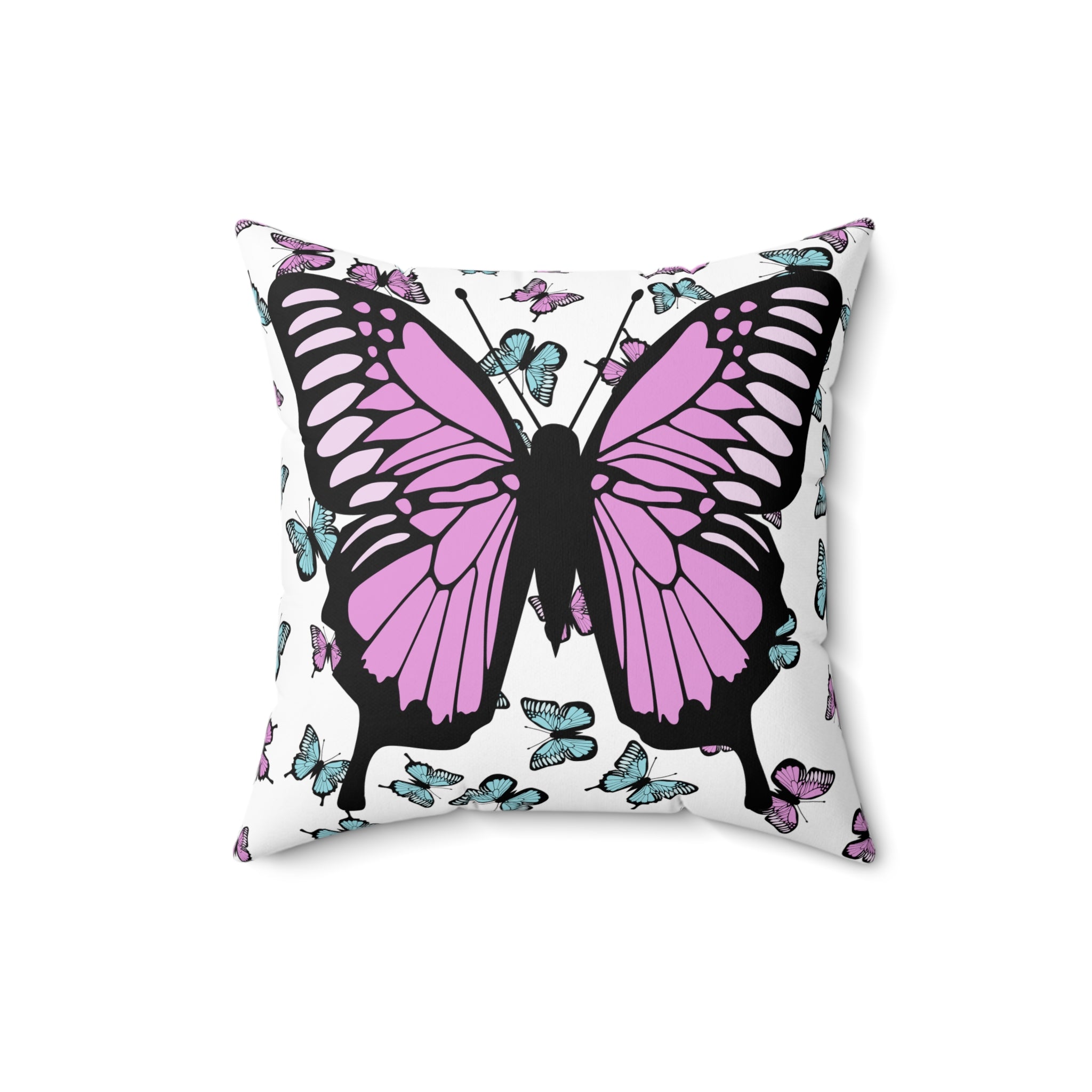 Butterfly Pink Pillow, Home Decor Throw Cushion, Girls Bedroom Decor, Square Accent Pillow, Gift for Her