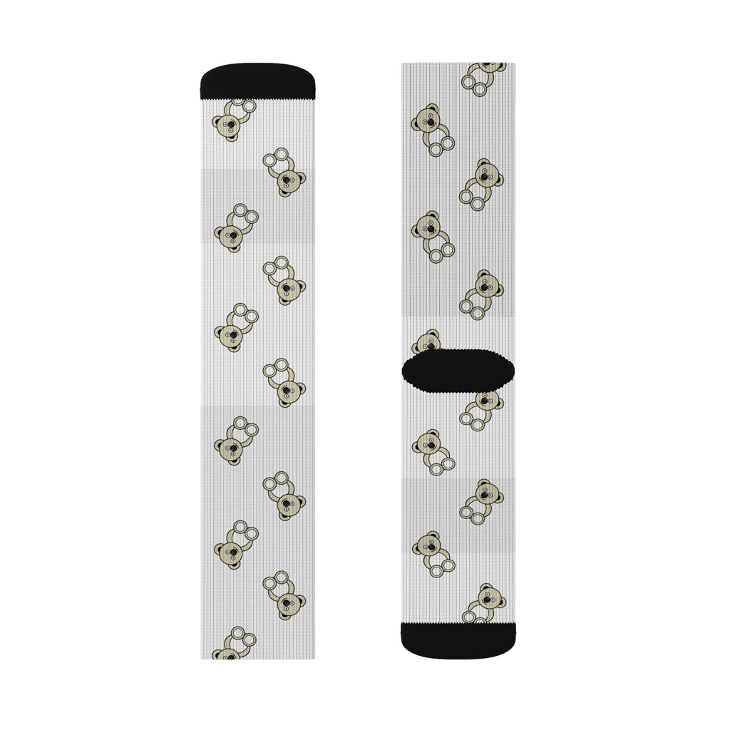 Cute Bears Sublimation Socks, White Bear Pattern Socks, Animal Lover Gift, Cozy Winter Socks, Unique Novelty Socks, Fun Sock Apparel