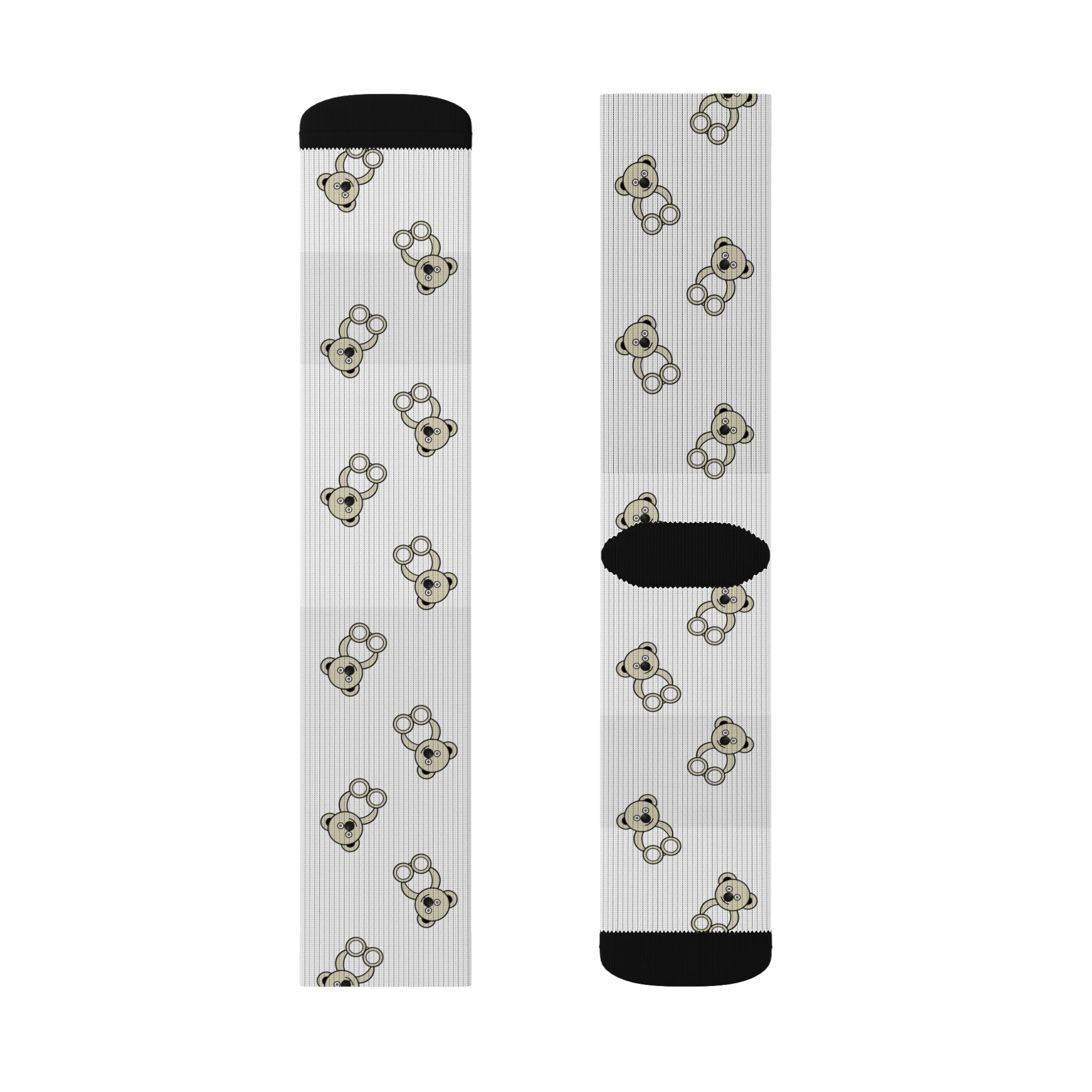 Cute Bears Sublimation Socks, White Bear Pattern Socks, Animal Lover Gift, Cozy Winter Socks, Unique Novelty Socks, Fun Sock Apparel