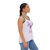 Racerback Tank Top - Kawaii Moo Graphic, Women's Summer Shirt, Funny Cow Print Tee